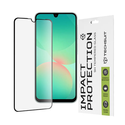 Techsuit Displayschutzfolie für Samsung Galaxy A26 A266, gehärtetes Glas, Full Glue, 111D, Schwarz