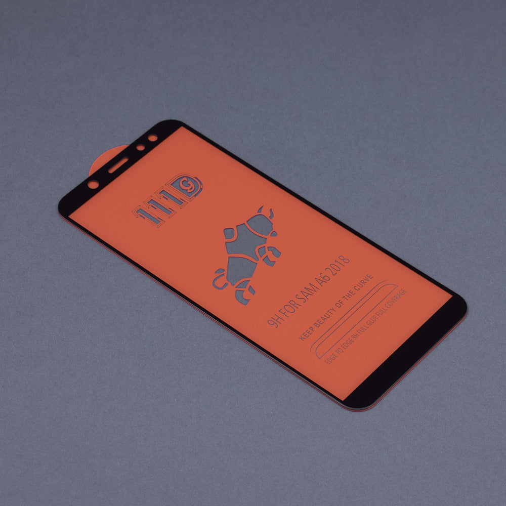 Techsuit Displayschutzfolie für Samsung Galaxy A6 (2018) A600, gehärtetes Glas, Full Glue, 111D, Schwarz
