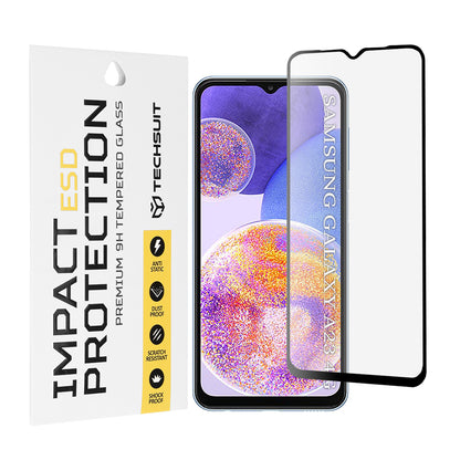 Techsuit Displayschutzfolie für Samsung Galaxy M13 M135 / F13 E135 / A23 5G A236 / A23 A235 / M23 M236, Gehärtetes Glas, Vollkleber, Schwarz