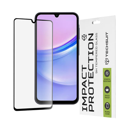 Techsuit Displayschutzfolie für Samsung Galaxy M15 / A15 5G A156 / A15 A155 / A25 A256, gehärtetes Glas, Full Glue, 111D, Schwarz