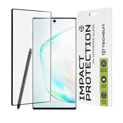 Techsuit Displayschutzfolie für Samsung Galaxy Note 10+ 5G N976 / Note 10+ N975, gehärtetes Glas, Full Glue, 111D, Schwarz