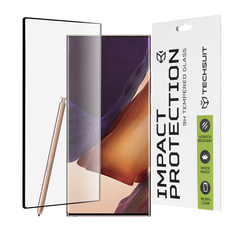 Techsuit Displayschutzfolie für Samsung Galaxy Note 20 Ultra 5G N986 / Note 20 Ultra N985, gehärtetes Glas, Full Glue, 111D, Schwarz