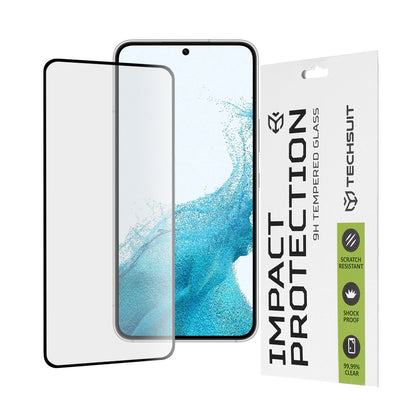 Techsuit Displayschutzfolie für Samsung Galaxy S23 S911 / S22 5G S901, gehärtetes Glas, Full Glue, 111D, Schwarz
