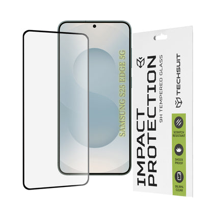 Techsuit Displayschutzfolie für Samsung Galaxy S25 Edge S937, gehärtetes Glas, Full Glue, 111D, Schwarz