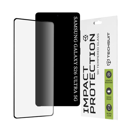 Displayschutzfolie Techsuit für Samsung Galaxy S26 Ultra S948, Gehärtetes Glas, Vollverklebung, 111D, Schwarz
