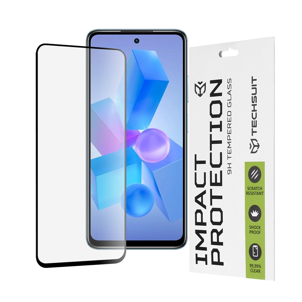 Techsuit Displayschutzfolie für Tecno Spark 20 Pro / Pova 5 Pro / Hot 40 / Hot 40 Pro, gehärtetes Glas, Full Glue, 111D, Schwarz