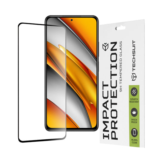 Techsuit Screen Protector Film for Xiaomi Poco F3 / Mi 11i, Tempered Glass, Full Glue, 111D, Black