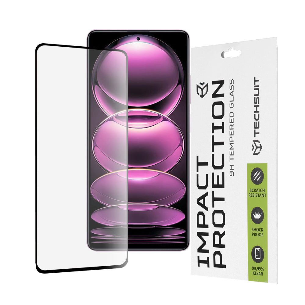 Techsuit Screen Protector Film for Xiaomi Poco X5 Pro / Redmi Note 12 Pro 5G / Note 12 Pro+, Tempered Glass, Full Glue, 111D, Black