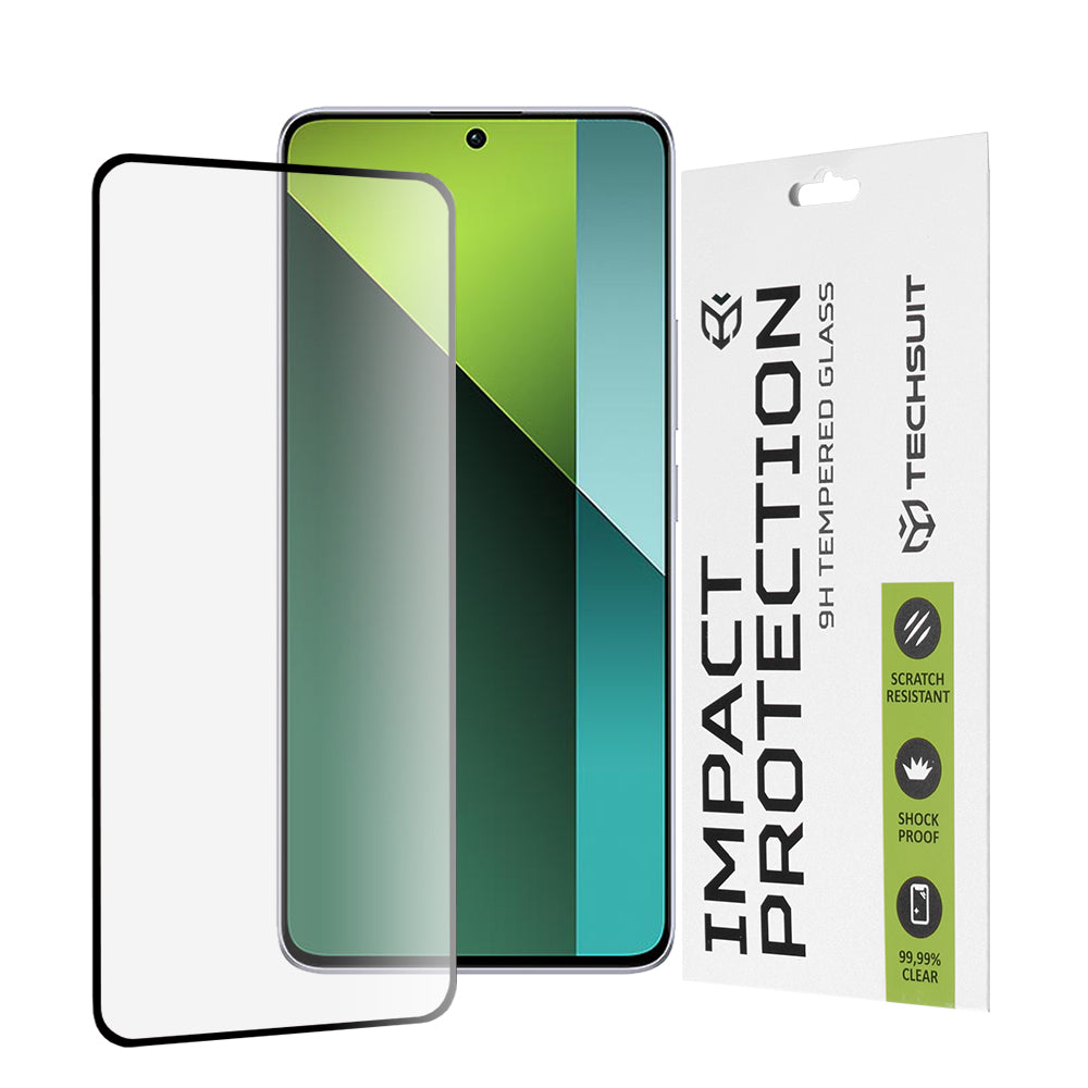 Techsuit Displayschutzfolie für Xiaomi Poco X6 / Redmi Note 13 Pro 5G, gehärtetes Glas, Full Glue, 111D, Schwarz