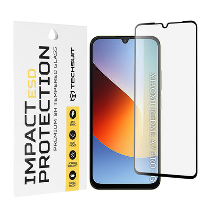 Techsuit Displayschutzfolie für Xiaomi Redmi A7 Pro 4G, gehärtetes Glas, Full Glue, Schwarz