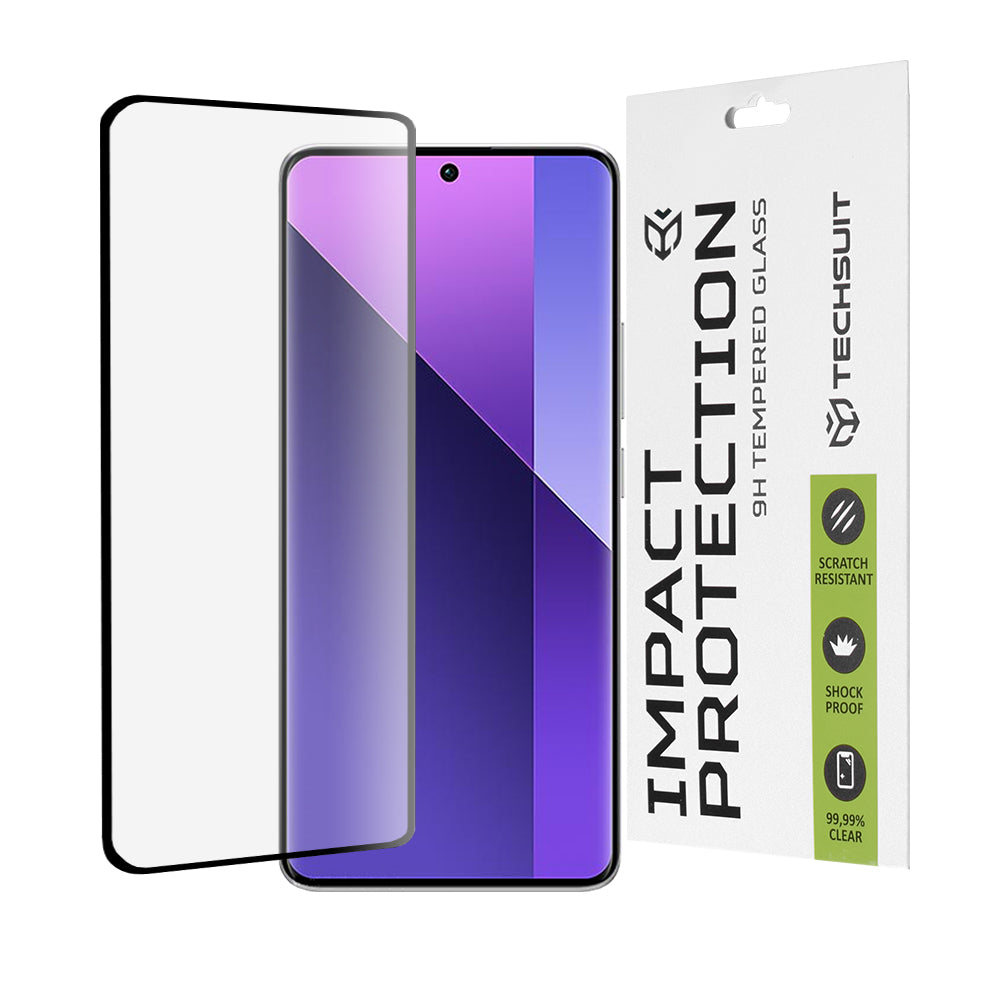 Techsuit Displayschutzfolie für Xiaomi Redmi Note 14 Pro 4G / Note 14 Pro+ 5G / Note 14 Pro 5G, gehärtetes Glas, Full Glue, 111D, Schwarz
