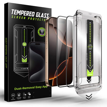 Techsuit TitanGlass Displayschutzfolie für Apple iPhone 12 / 12 Pro, gehärtetes Glas, Full Glue, 2er-Set, Schwarz