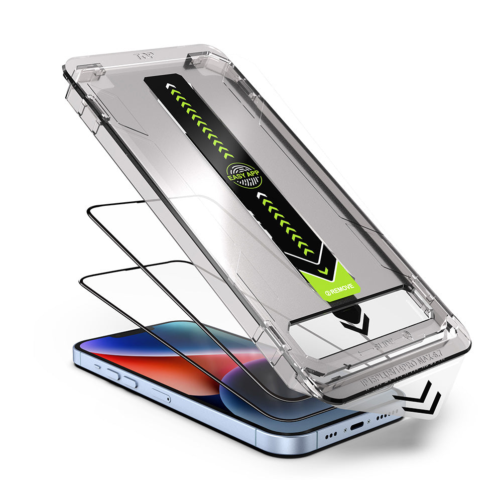 Techsuit TitanGlass Displayschutzfolie für Apple iPhone 12 / 12 Pro, gehärtetes Glas, Full Glue, 2er-Set, Schwarz