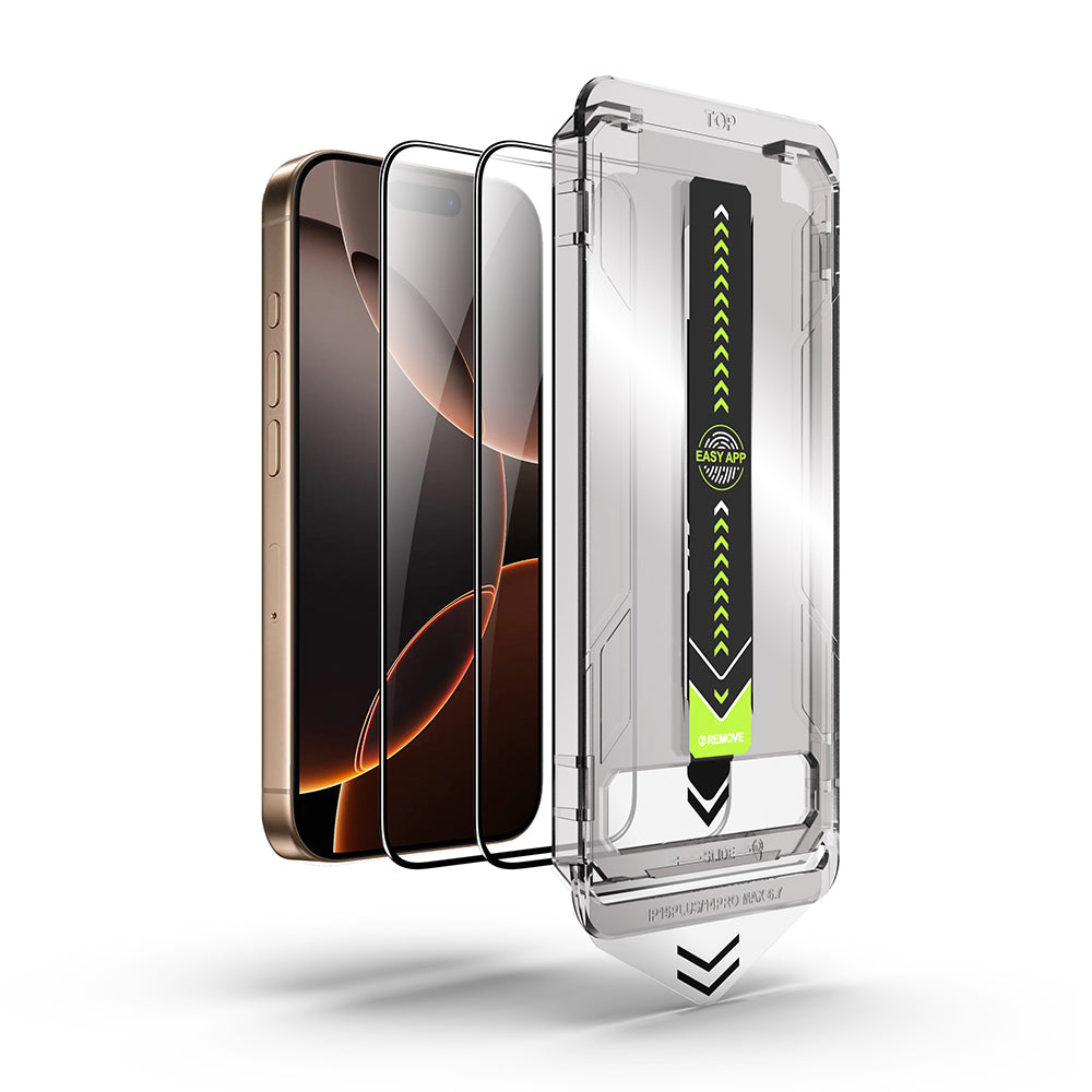 Techsuit TitanGlass Displayschutzfolie für Apple iPhone 12 / 12 Pro, gehärtetes Glas, Full Glue, 2er-Set, Schwarz