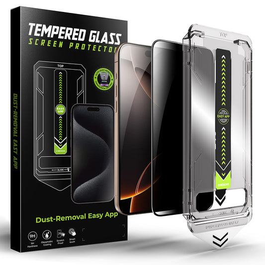Privacy-Schutzfolie Techsuit TitanGlass für Apple iPhone 16 Plus / 15 Plus, Sicherheitsglas, Vollkleber