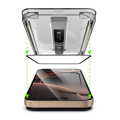 Techsuit TitanGlass Displayschutzfolie für Apple iPhone 16 Pro Max, gehärtetes Glas, Full Glue, 2er-Set, Schwarz