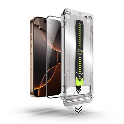 Techsuit TitanGlass Displayschutzfolie für Apple iPhone 17e / 16e / 14 / 13 Pro, Sicherheitsglas, Vollkleber, Schwarz