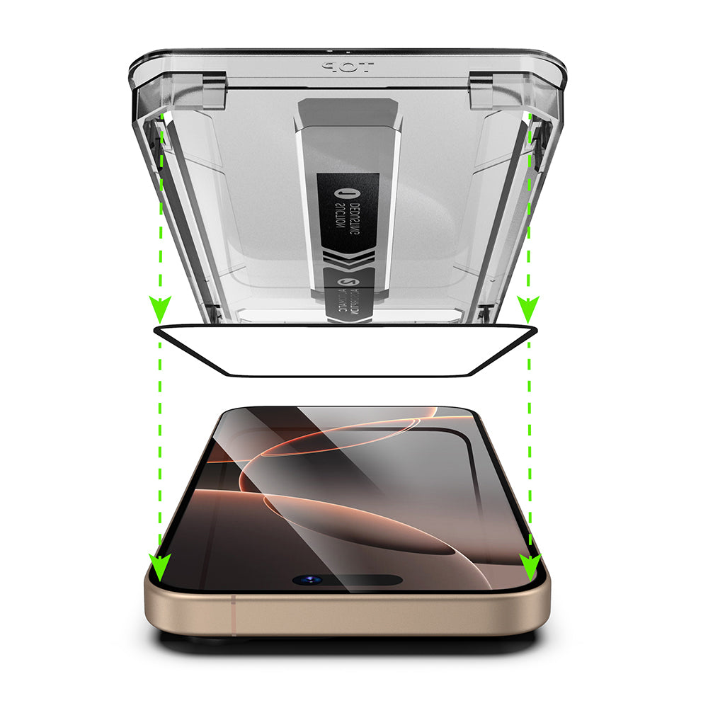 Techsuit TitanGlass Displayschutzfolie für Apple iPhone 17e / 16e / 14 / 13 Pro, Sicherheitsglas, Vollkleber, Schwarz