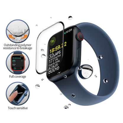 Blueo High Molecule Schutzfolie für Apple Watch 8 / 7 41mm Serie, gehärtetes Glas, schwarz