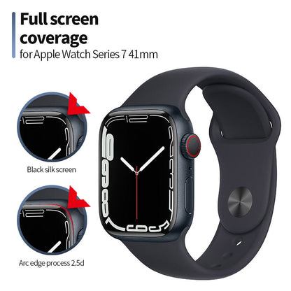 Blueo High Molecule Schutzfolie für Apple Watch 8 / 7 41mm Serie, gehärtetes Glas, schwarz