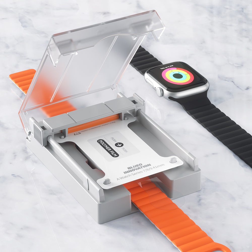 Blueo High Molecule Schutzfolie für Apple Watch 8 / 7 41mm Serie, gehärtetes Glas, schwarz