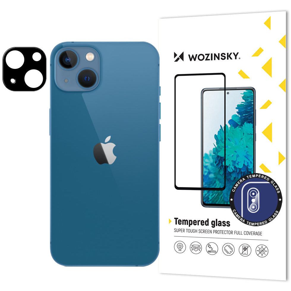 WZK Rear Camera Protective Film for Apple iPhone 14 Plus / 14, Tempered Glass, Black