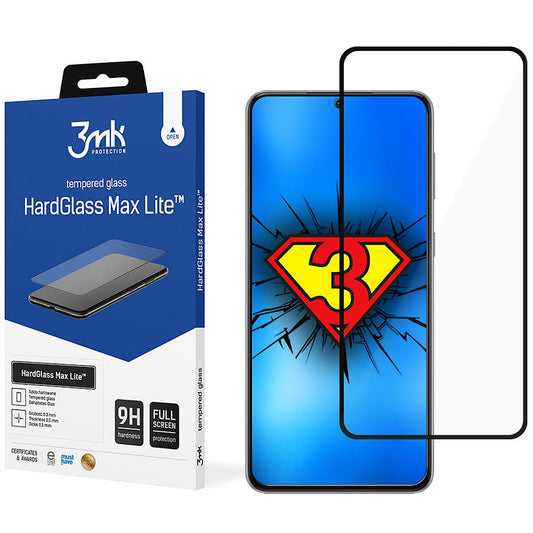 Screen Protector 3MK HardGlass Max Lite for Samsung Galaxy Galaxy S21+ 5G G996, Hardened Glass, Full Glue, Black