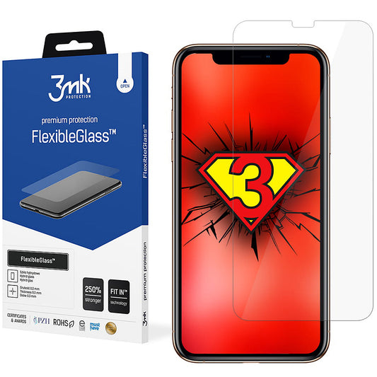 3MK FlexibleGlass Displayschutzfolie für Apple iPhone 11 / XR, Flexibles Glas, Vollflächig Klebend