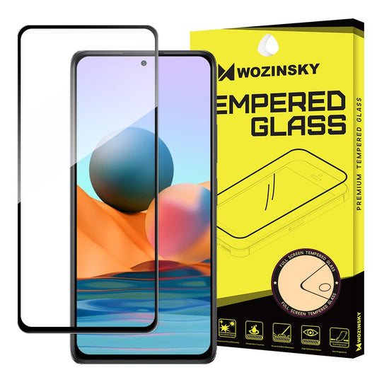 WZK Screen Protector for Xiaomi 12T / 12T Pro / Redmi Note 10 Pro Max, Tempered Glass, Full Glue, Black