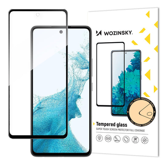 WZK Screen Protector for Samsung Galaxy A53 5G A536, Tempered Glass, Full Glue, Black