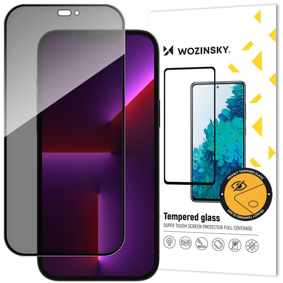 WZK AntiSpy Privacy Displayschutzfolie für Apple iPhone 14 Pro, sicheres Glas, Vollkleber