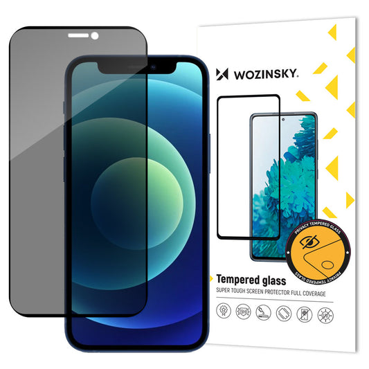 WZK AntiSpy Sichtschutzfolie für Apple iPhone 12/12 Pro, sicheres Glas, Vollkleber