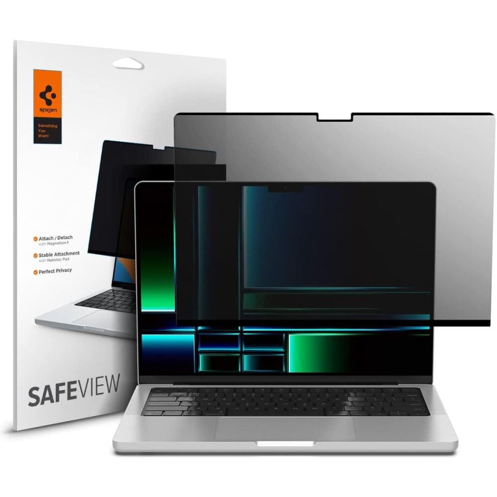 Bildschirmschutzfolie Privacy Spigen Safe View Magnetic für Apple MacBook Pro 14inch (2022) / (2024) / (2023) / (2021), Kunststoff AFL06158