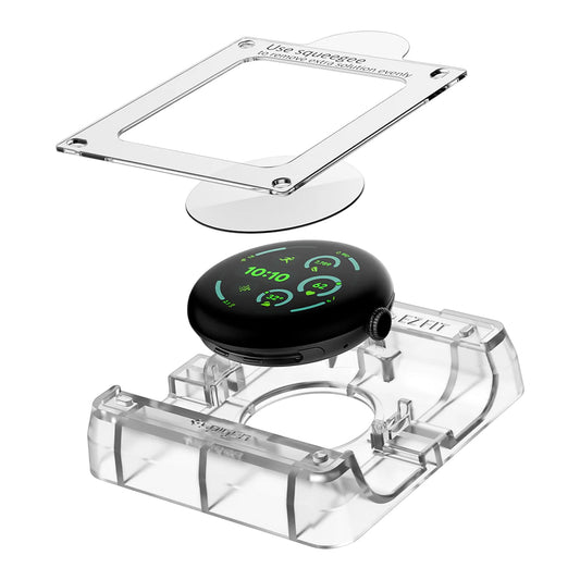 Spigen Elite Shield EZ FIT Schutzfolie für Google Pixel Watch 41mm Serie, 2er Set, Gehärtetes Glas, Transparent AFL08524