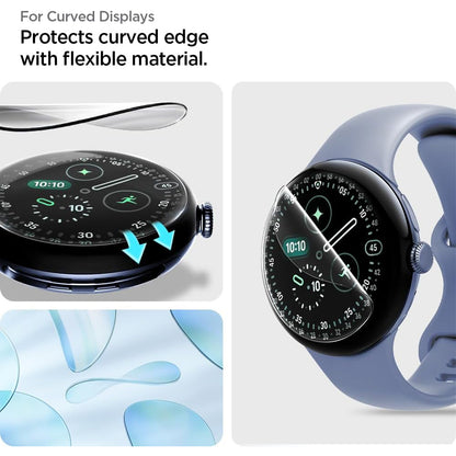 Schutzfolie Spigen Elite Shield EZ FIT für Google Pixel Watch 45mm Serie, 2er Set, Gehärtetes Glas, Transparent AFL08525