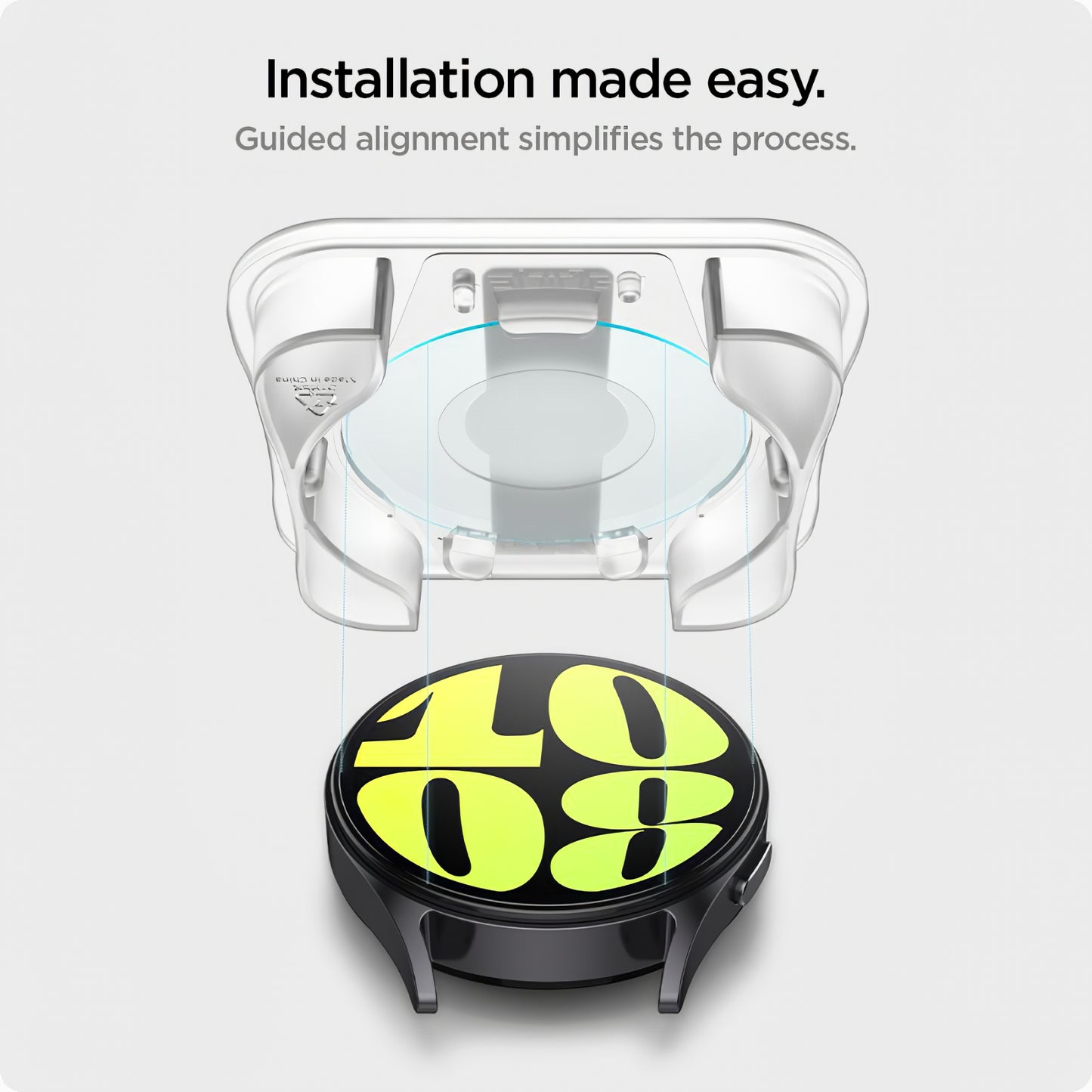 Schutzfolie Spigen GlastR EZ FIT für Samsung Galaxy Watch7 / Watch6 / Watch5 / Watch4 44mm Serie, Set 2 Stück, Gehärtetes Glas AGL08493