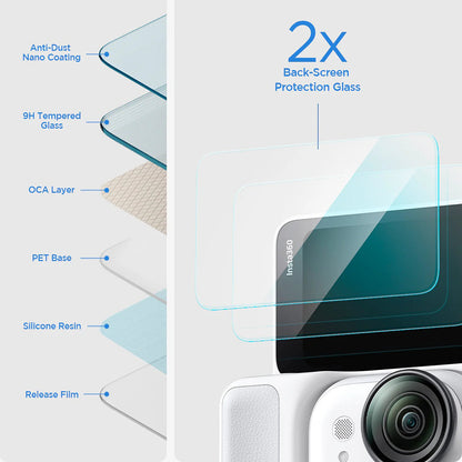 Schutzfolie Spigen GlastR Slim für Insta360 Go Ultra, gehärtetes Glas, Set 2 Stück AGL11171