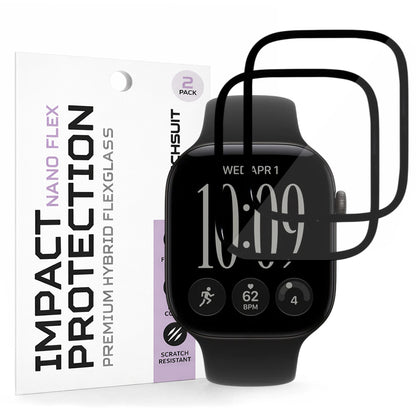 Techsuit Nano Flex Schutzfolie für Apple Watch Series 12 46mm, 2 Stück Set, Kunststoff, Schwarz