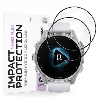 Schutzfolie Techsuit Nano Flex für Garmin Fenix 8 43mm, Set 2 Stück, Kunststoff, Schwarz