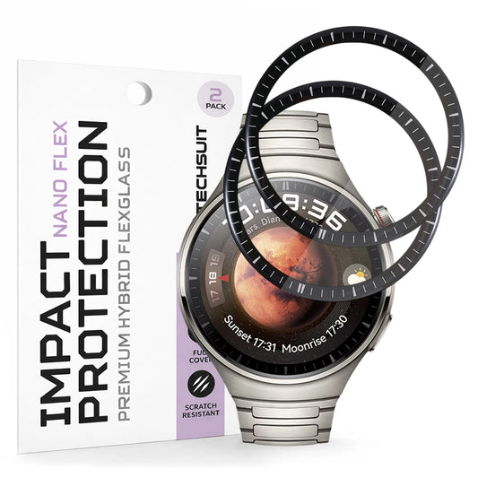 Schutzfolie Techsuit Nano Flex für Huawei Watch 4 Pro, Set mit 2 Stück, Kunststoff, Schwarz