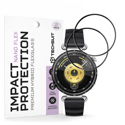 Schutzfolie Techsuit Nano Flex für Huawei Watch GT 6 41mm, Set 2 Stück, Kunststoff, Schwarz