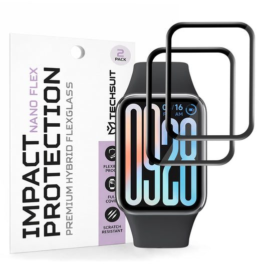 Schutzfolie Techsuit Nano Flex für Xiaomi Smart Band 9 Pro, Set mit 2 Stück, Kunststoff, Schwarz