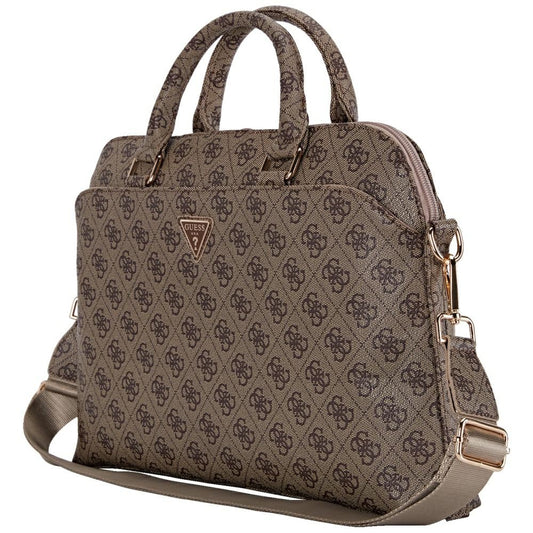 Guess 4G Triangle Logo Tasche für 15 Zoll Laptop, Braun