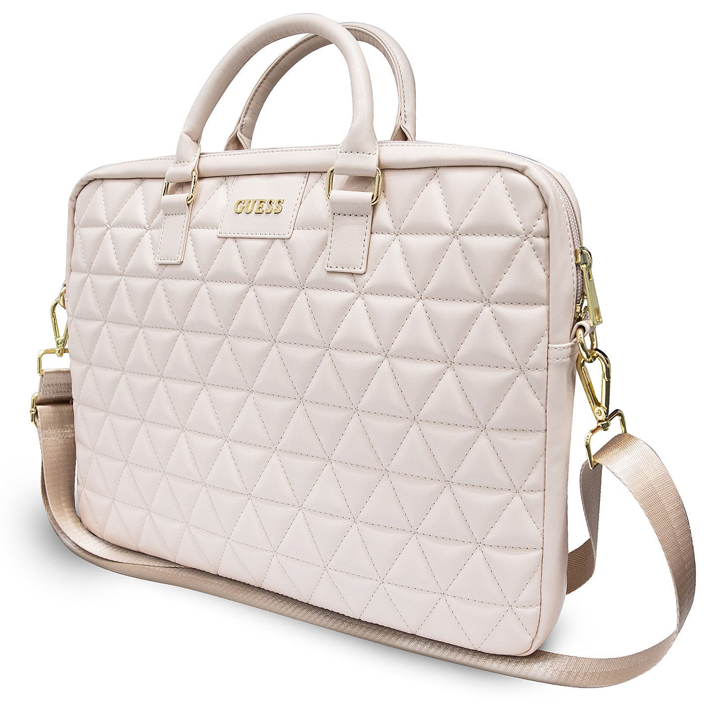 Guess Quilted Bag for 15-inch Laptop, Pink