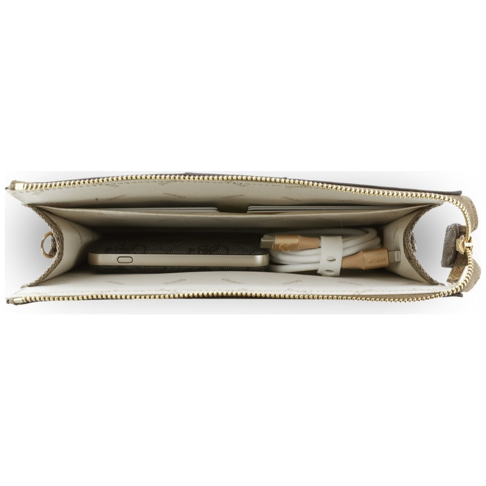 Universelle Handytasche, Guess, 4G Round Classic Logo Stripe, Braun
