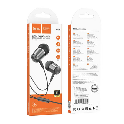 Handsfree 3.5mm HOCO M108, Grau