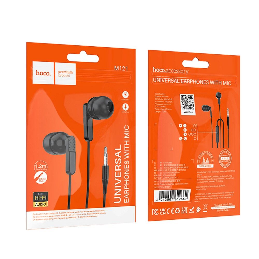 Handsfree 3,5 mm HOCO M121, Schwarz