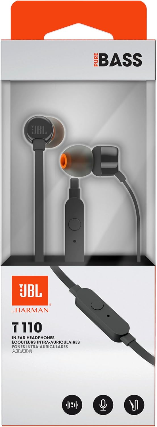 Handsfree 3.5mm JBL T110, Black JBLT110BLK