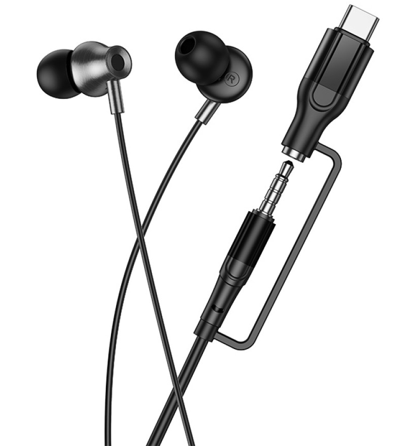 Freisprecheinrichtung 3,5 mm / USB-C HOCO M119A, Schwarz