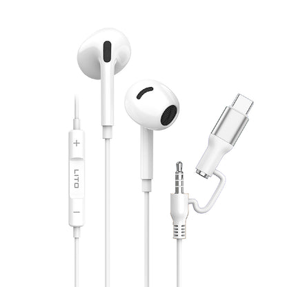 Handsfree 3.5mm / USB-C Lito LF03, Weiß